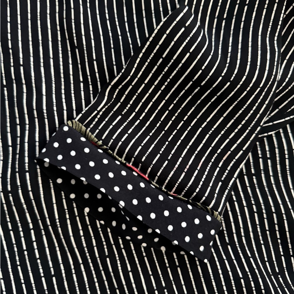 Marla Duran XL Black Rayon Art Polka Dot Collar | Floral Patch Detail | USA - Picture 7 of 16